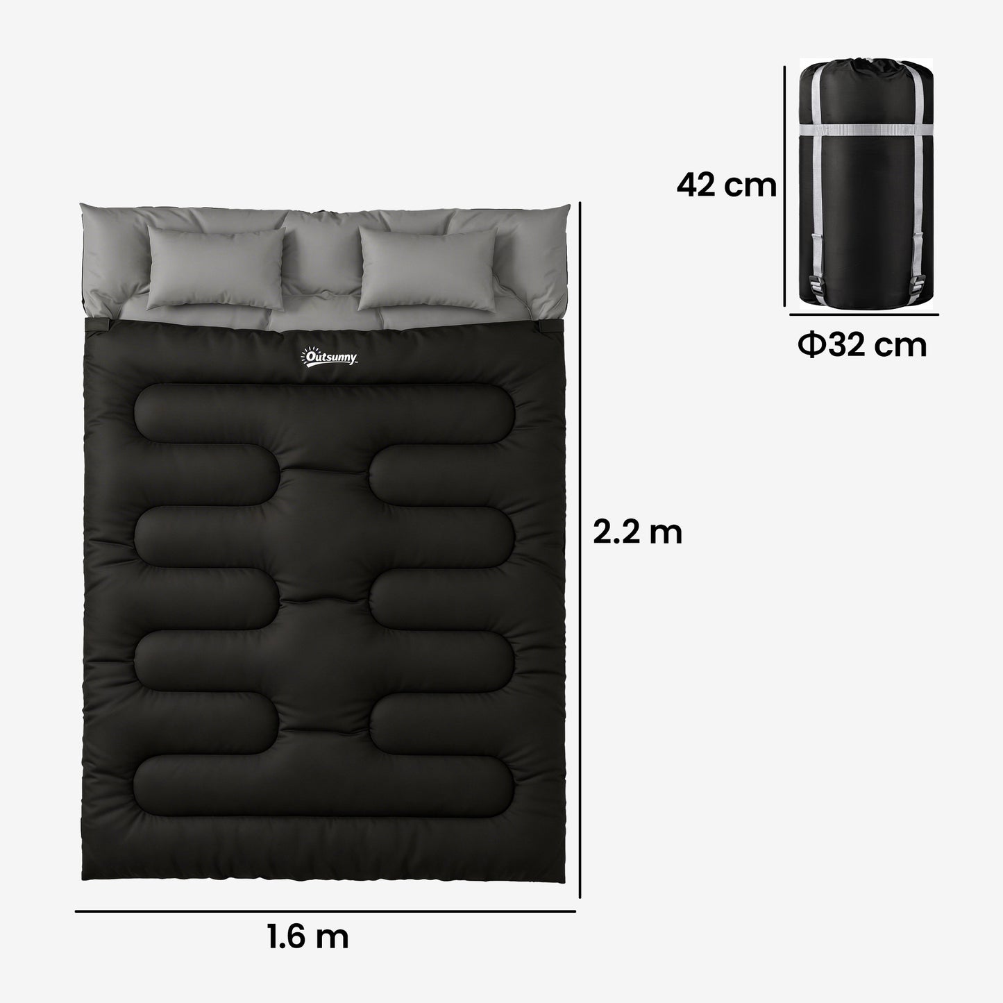 Double Sleeping Bag with 2 Pillows