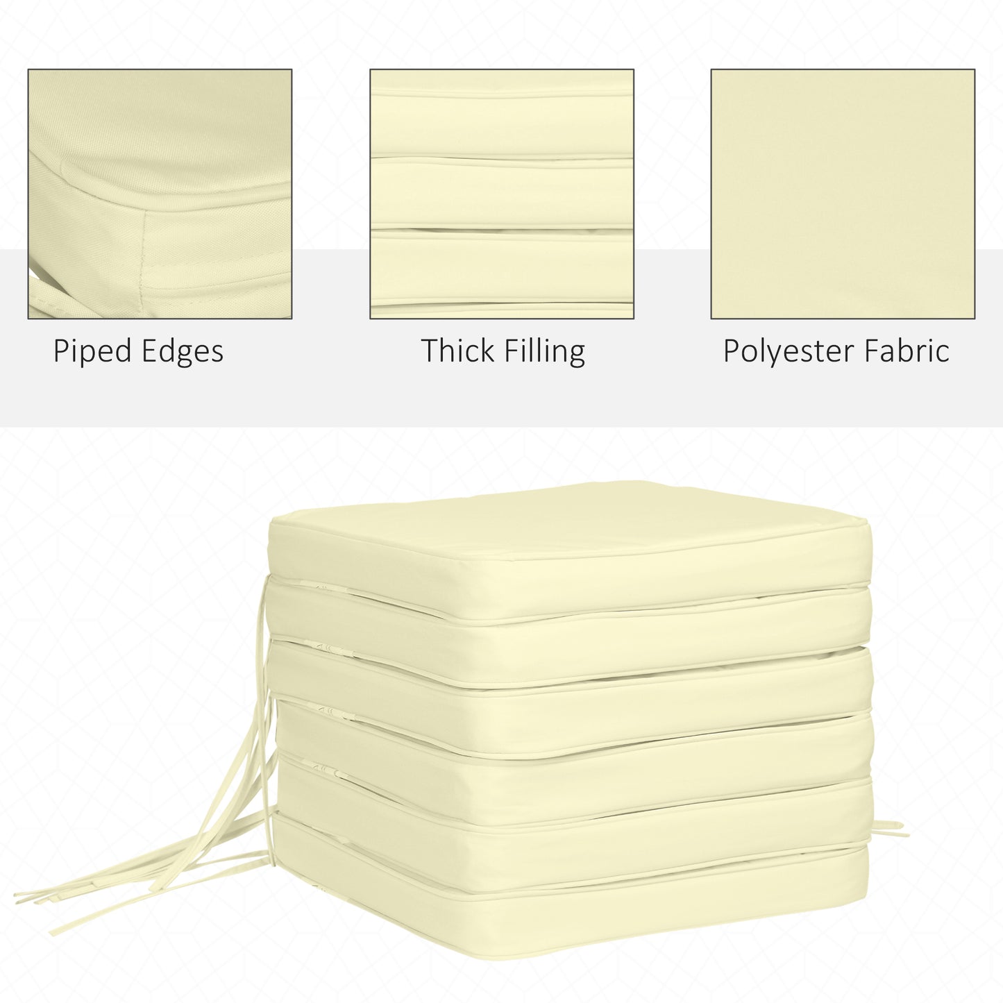 Set of 6 Pcs Chair Cushion, 42Lx42Wx5T cm