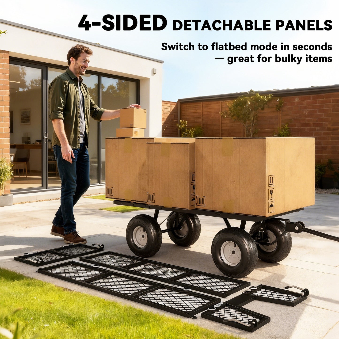 114L Steel Frame Garden Cart Trolley