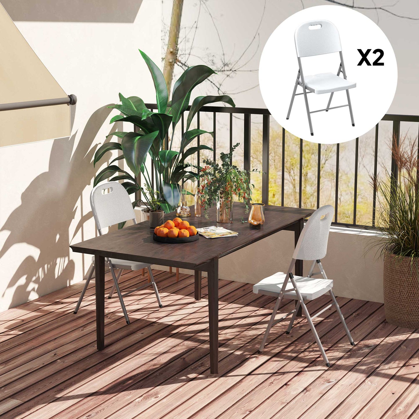 Set of Two Foldable Outdoor Chairs
