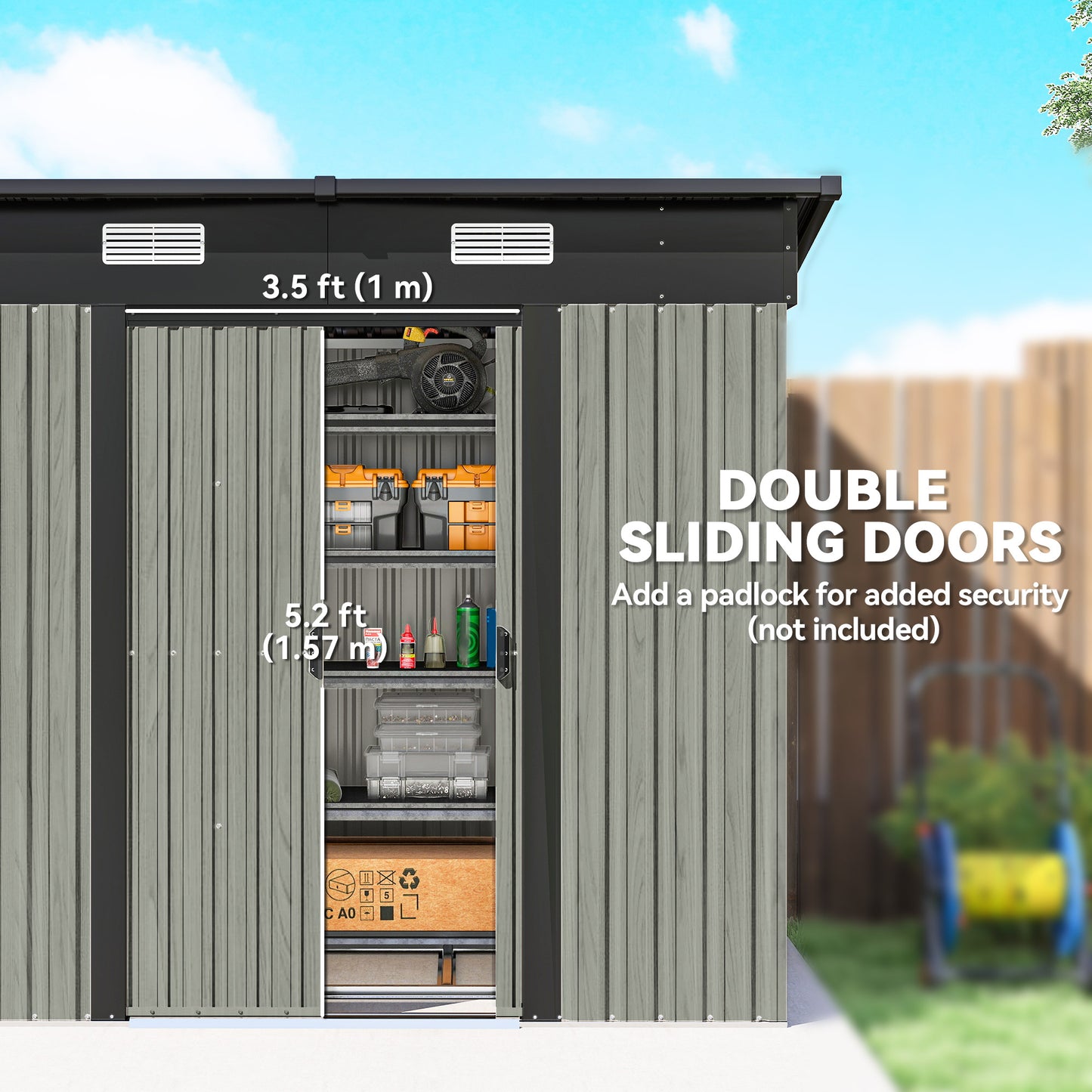 7 x 4ft Outdoor Storage Shed with Foundation Kit (1)