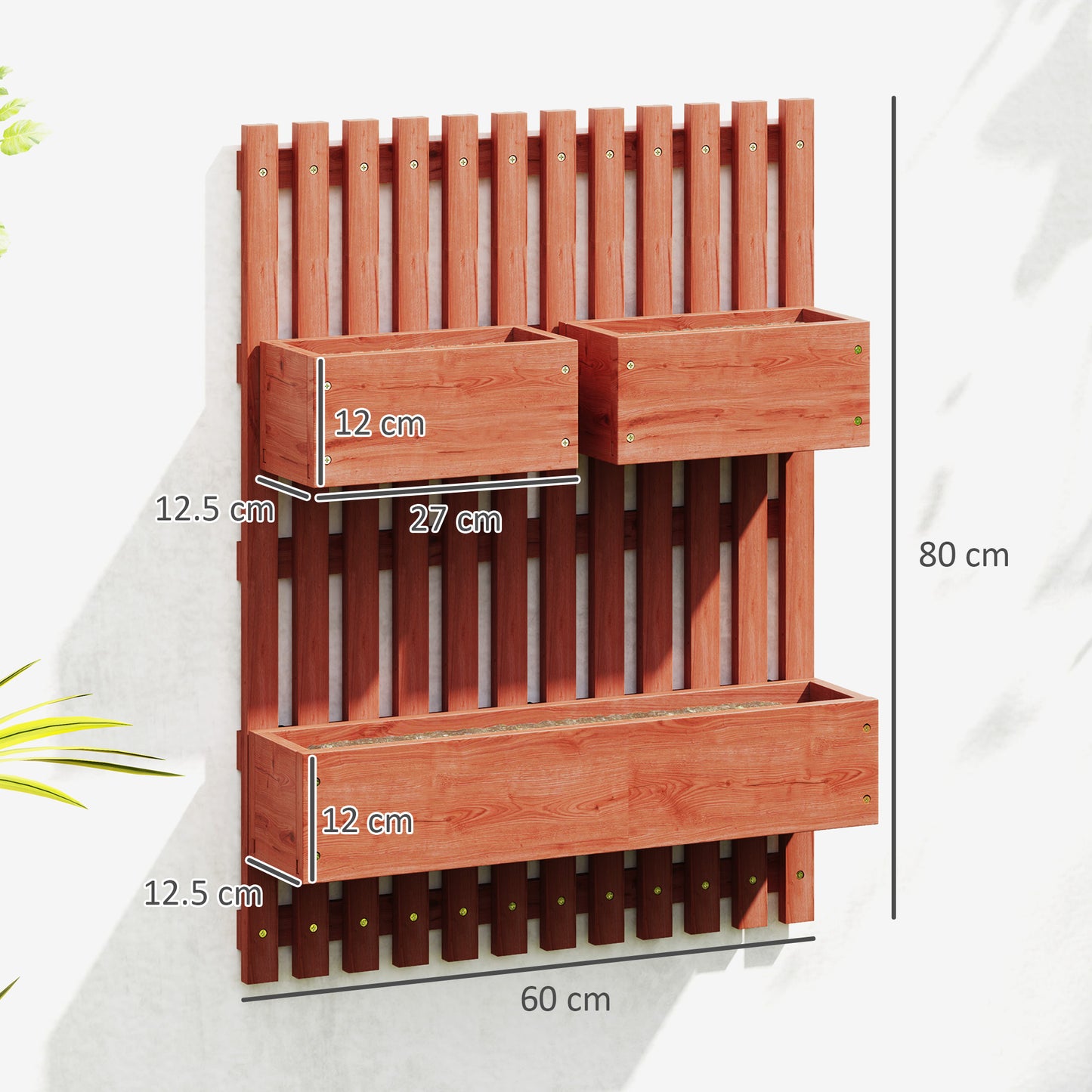 Wall-mounted Wooden Garden Planters with Trellis