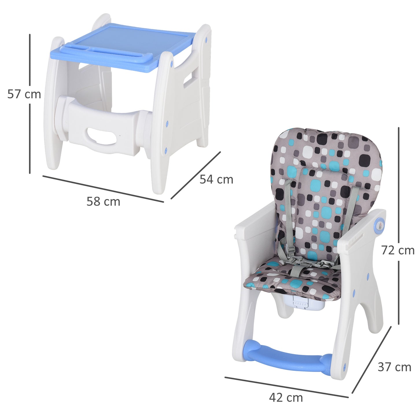 2 in 1 Convertible Baby High Chair Toddler Table Chair Infant