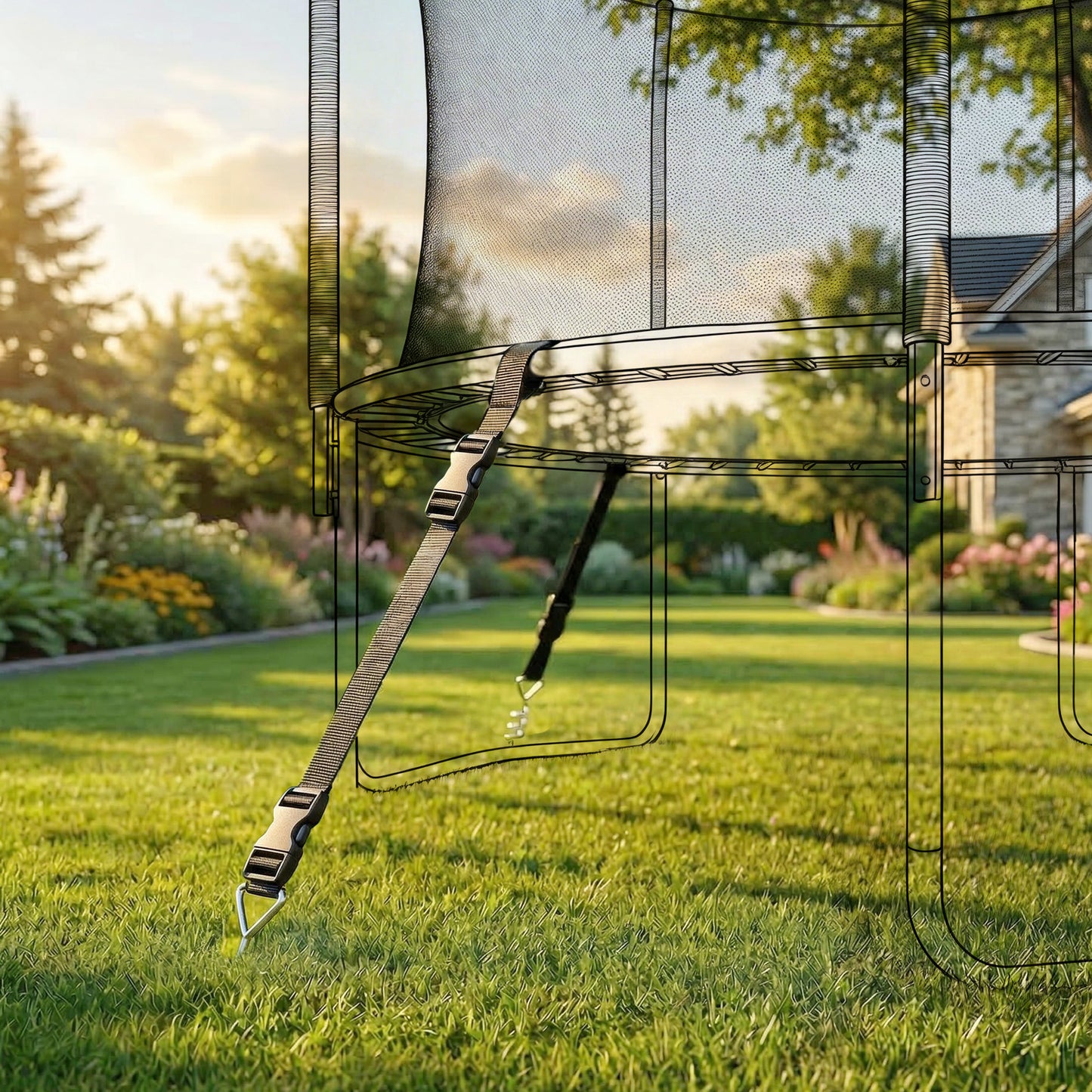 4Pcs Trampoline Anchor Kit, 32 cm Galvanised Trampoline Stakes
