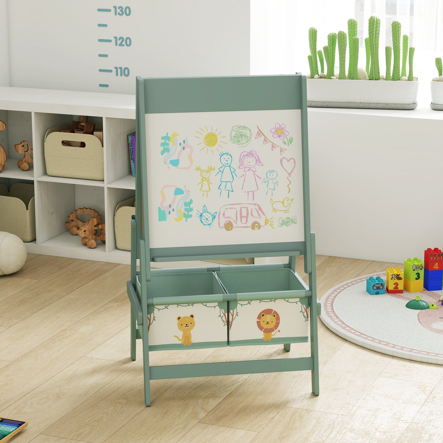 Art Easel for Kids, Double-Sided Whiteboard/Blackboard