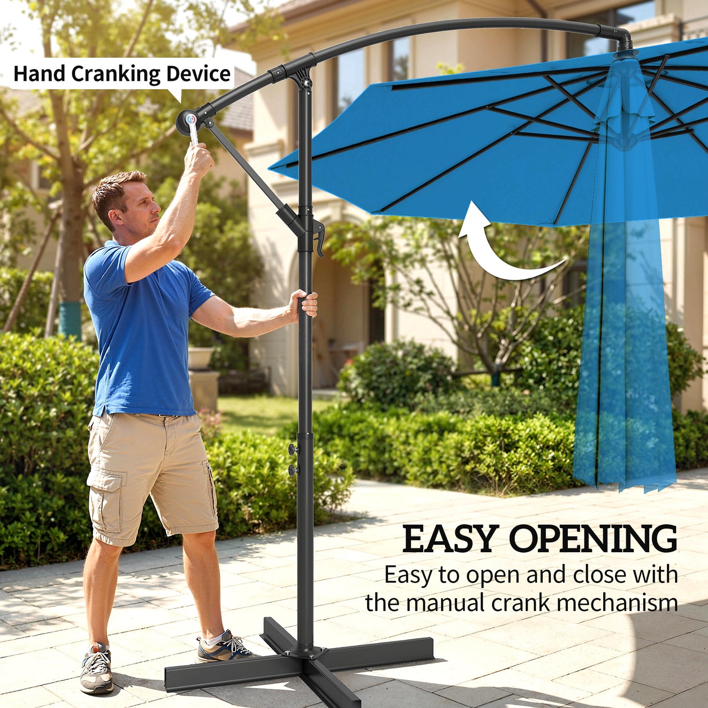3m Overhanging Cantilever Parasol, with Cross Base (4)