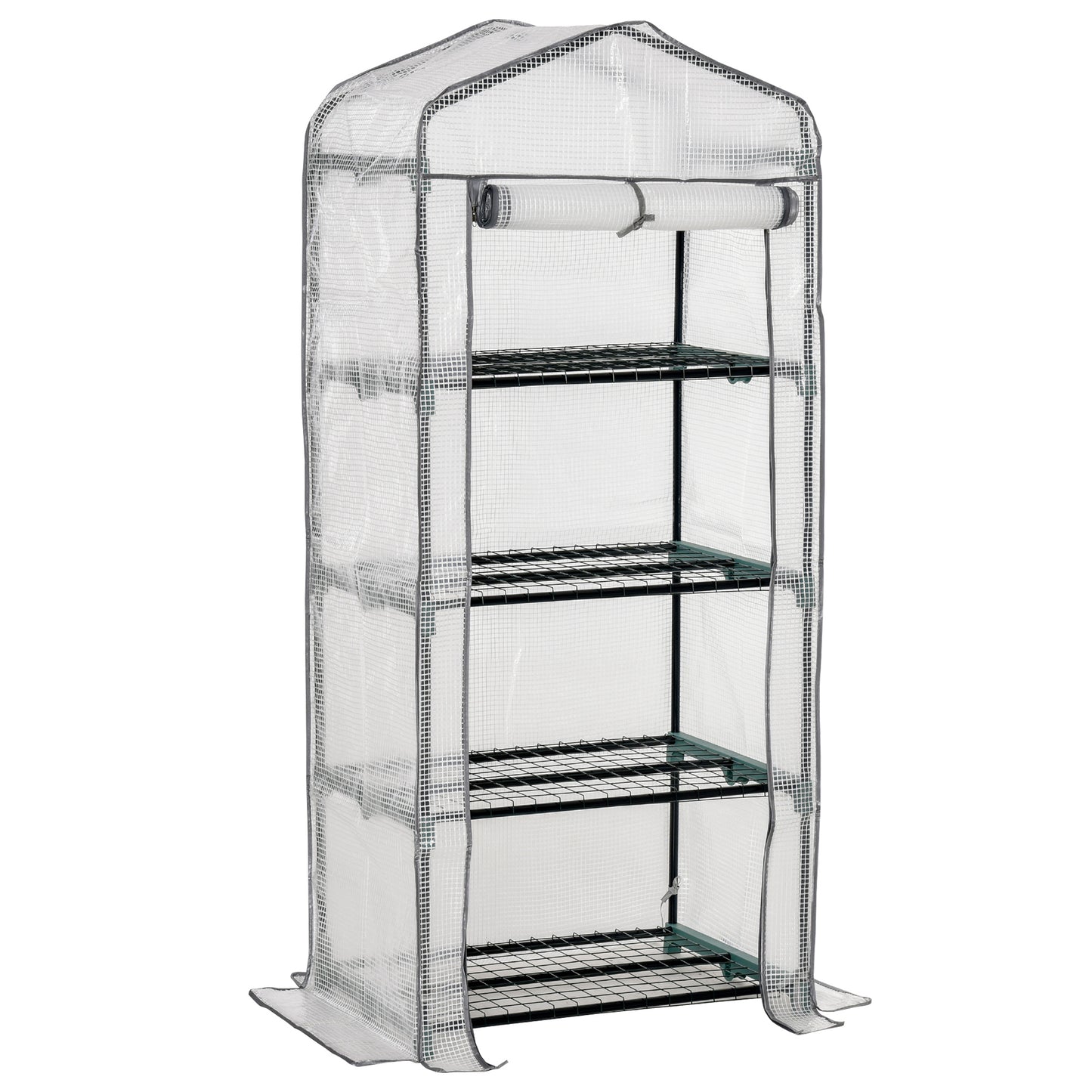4 Tiers Mini Portable Greenhouse Compact Plant Grow Shed Metal