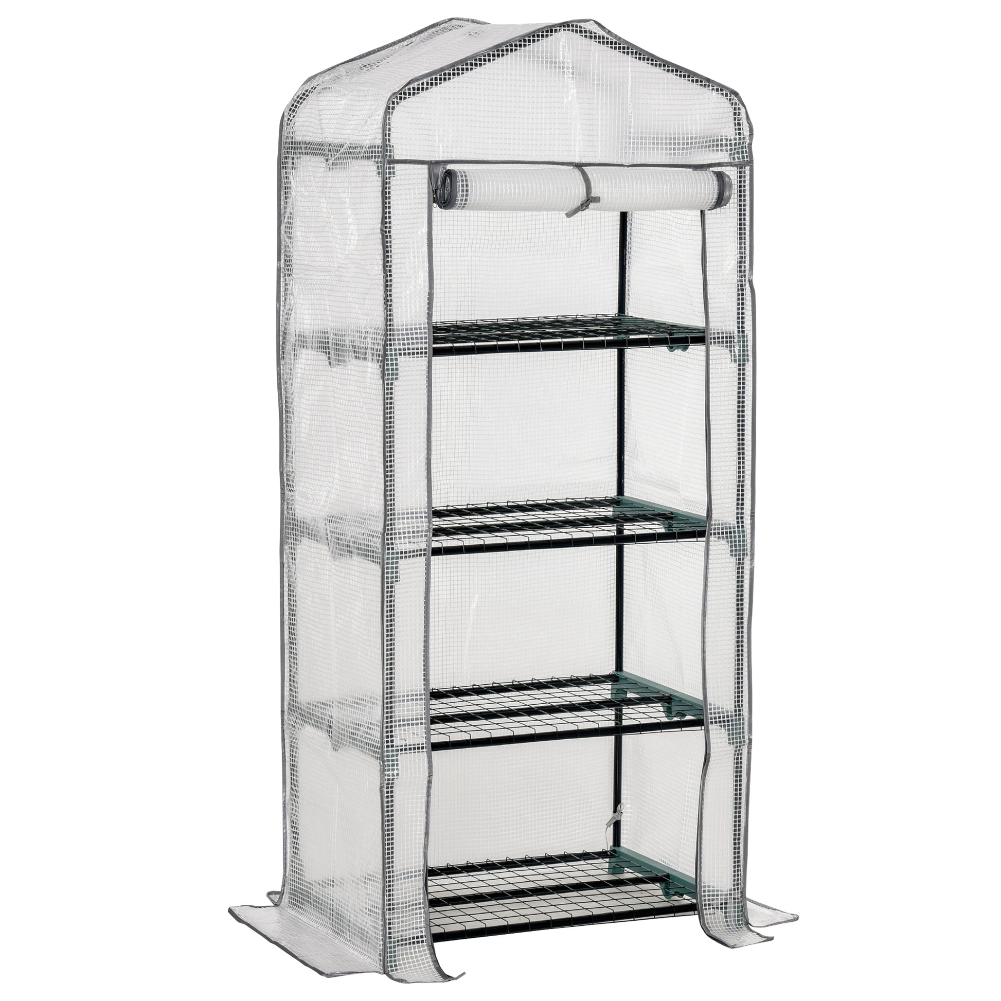 4 Tiers Mini Portable Greenhouse Compact Plant Grow Shed Metal