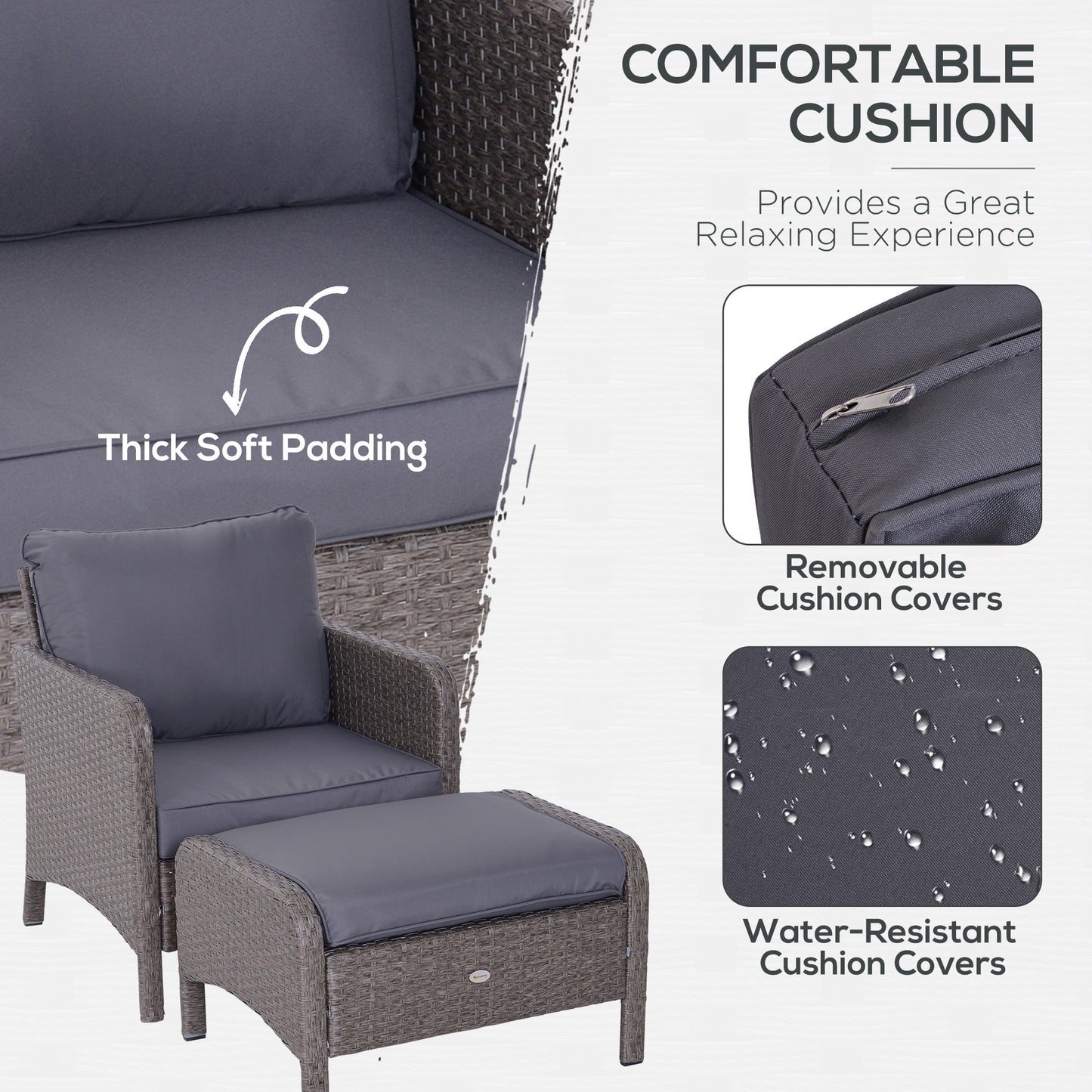 2-Seater Rattan Furniture Set, Steel Frame