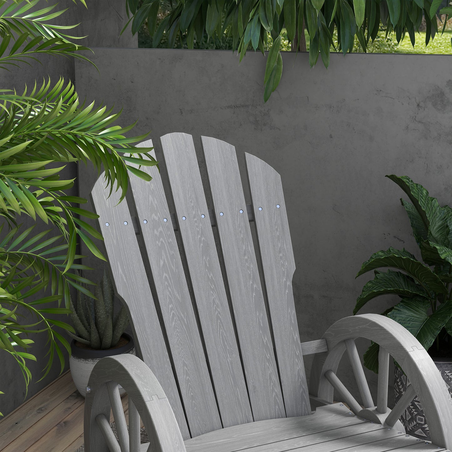 Wooden Adirondack Rocking Chair Reclining Armchair Outdoor Garden