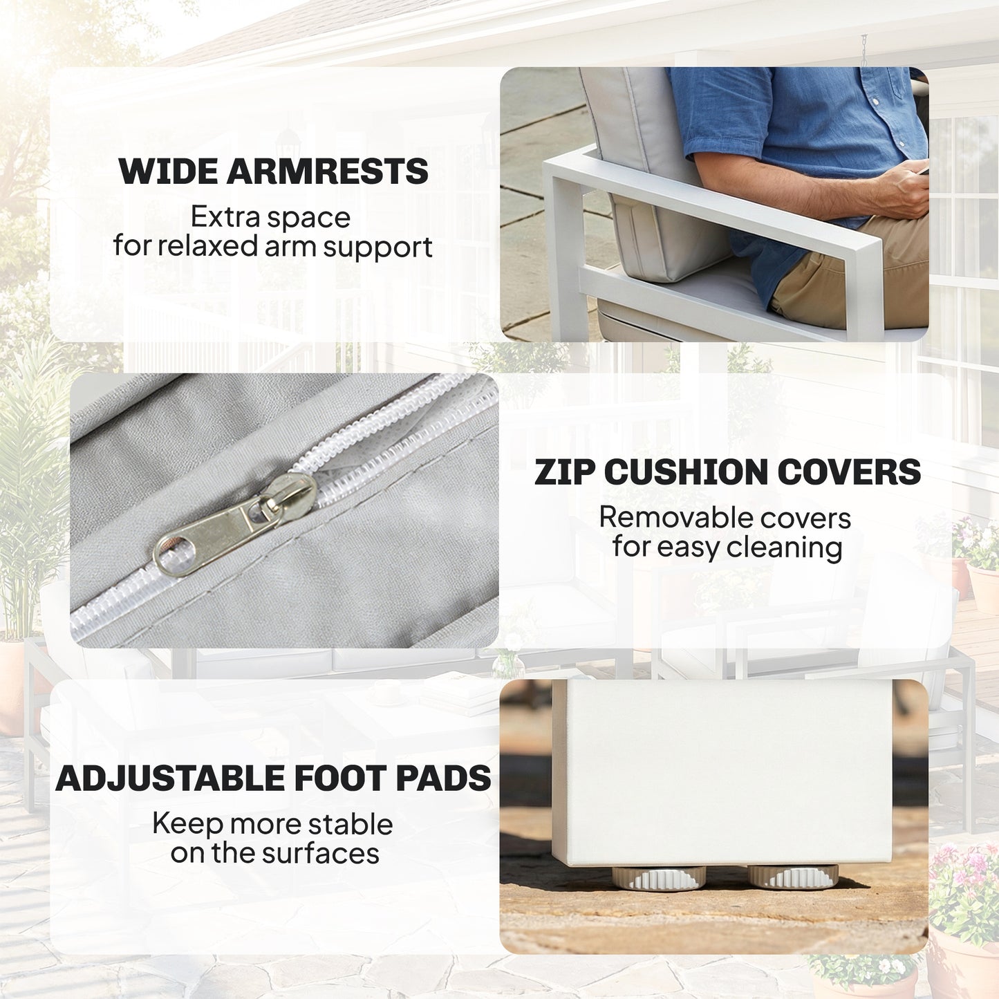 5 Pieces Aluminium Garden Furniture Set with Olefin Cushions