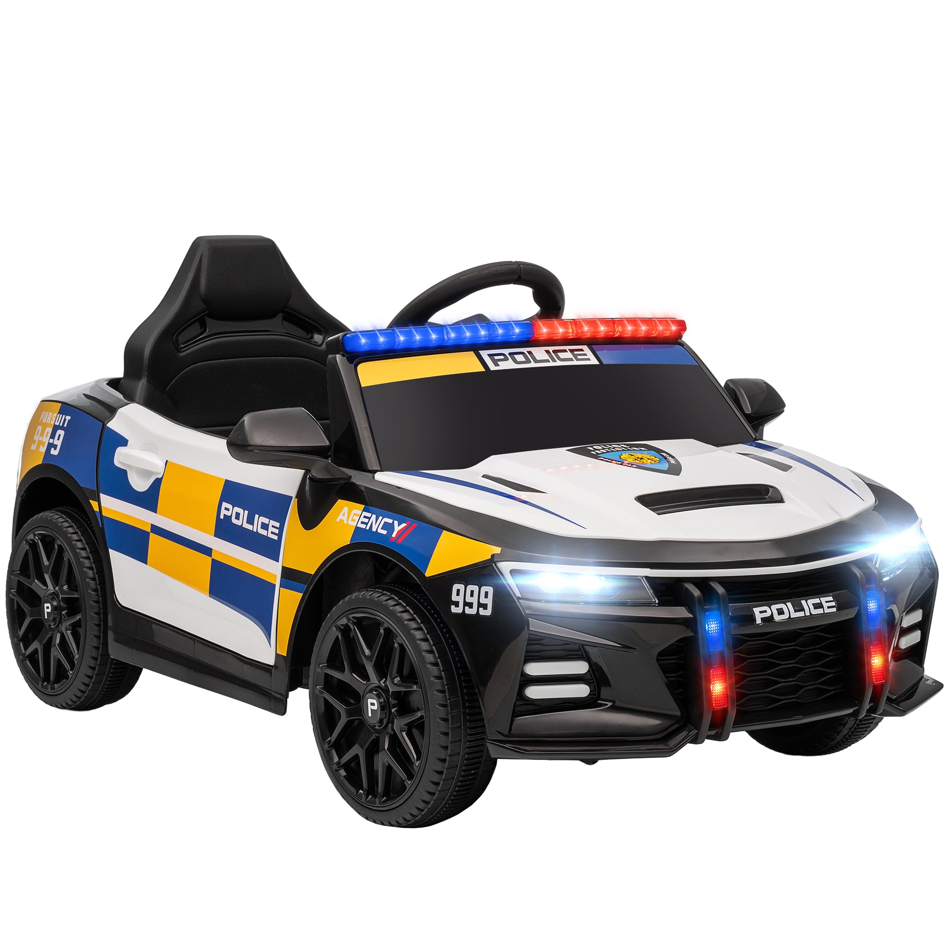 Kids Electric Ride on Police Car with Remote Control, Music, Horn