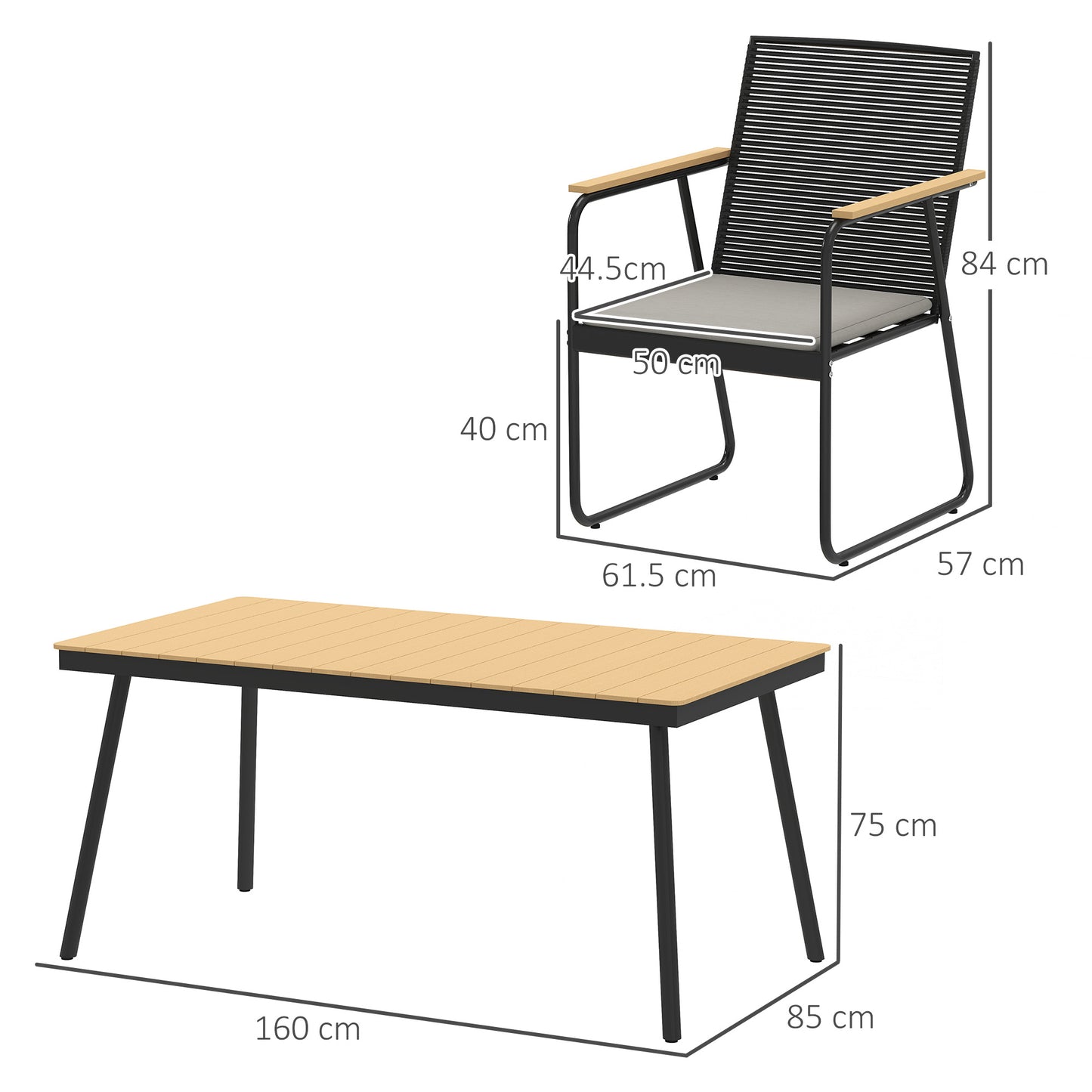 6 Seater Garden Dining Set with Soft Cushions, Rattan Backrest (1)