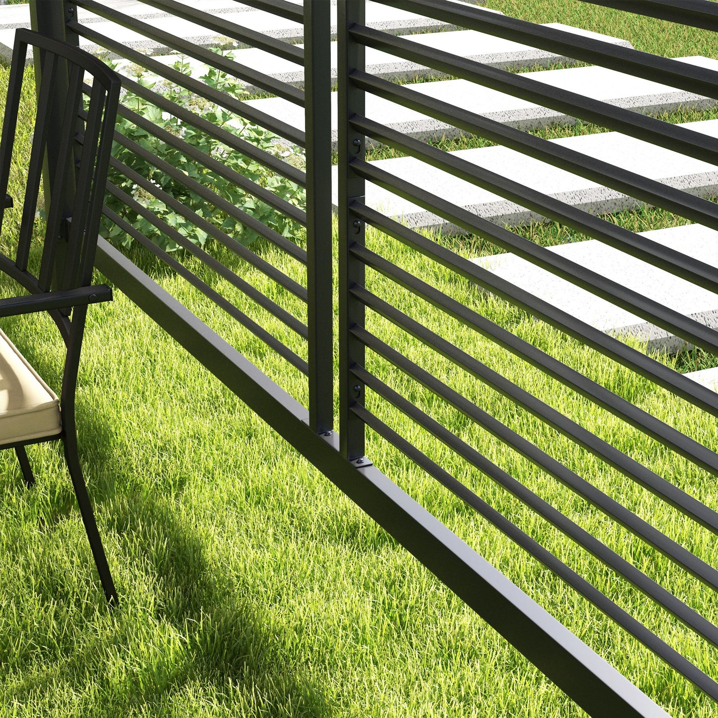 3 x 2.8m Metal Pergola, with Retractable Fabric Roof