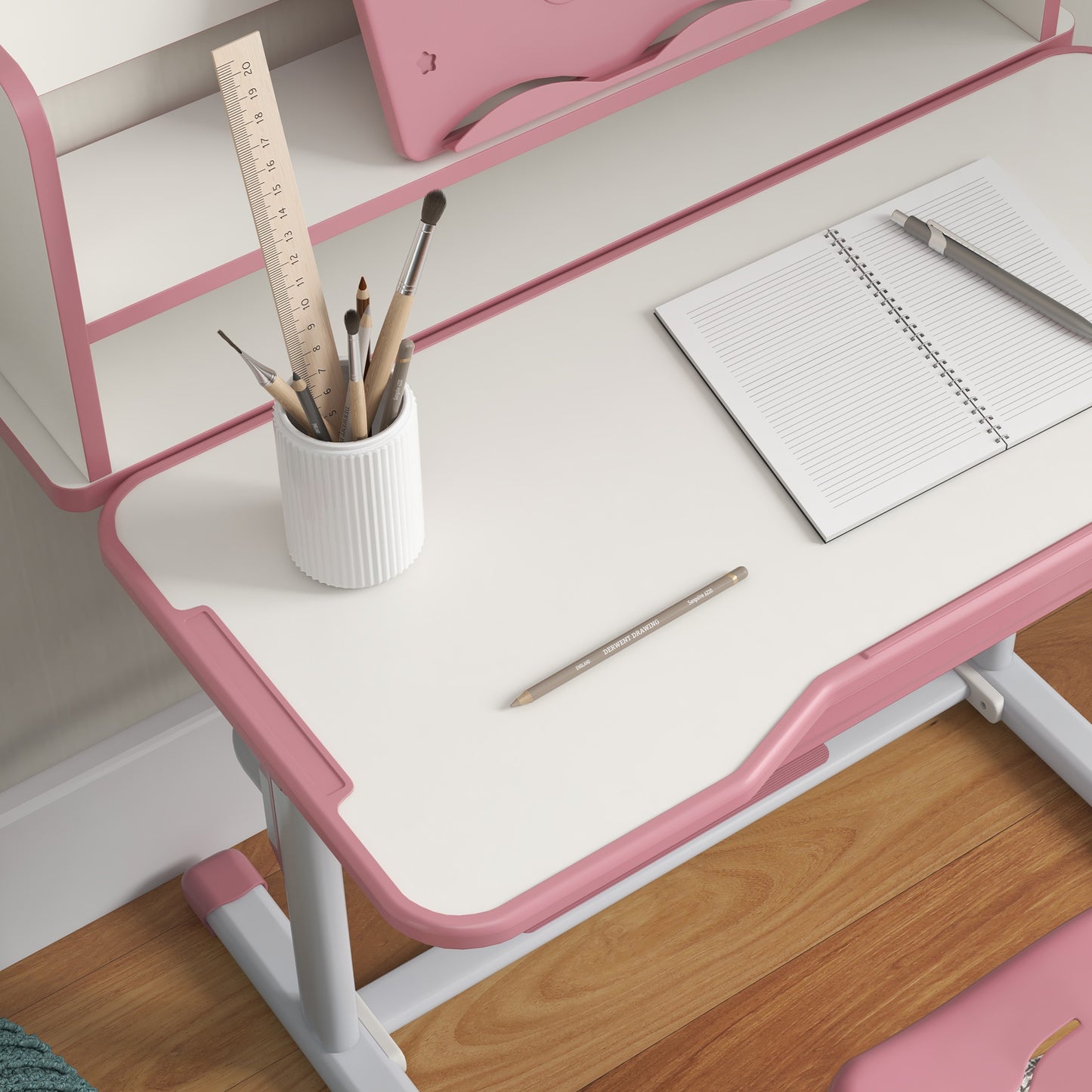 Height Adjustable Kids Study Table and Chair Set, with Drawer