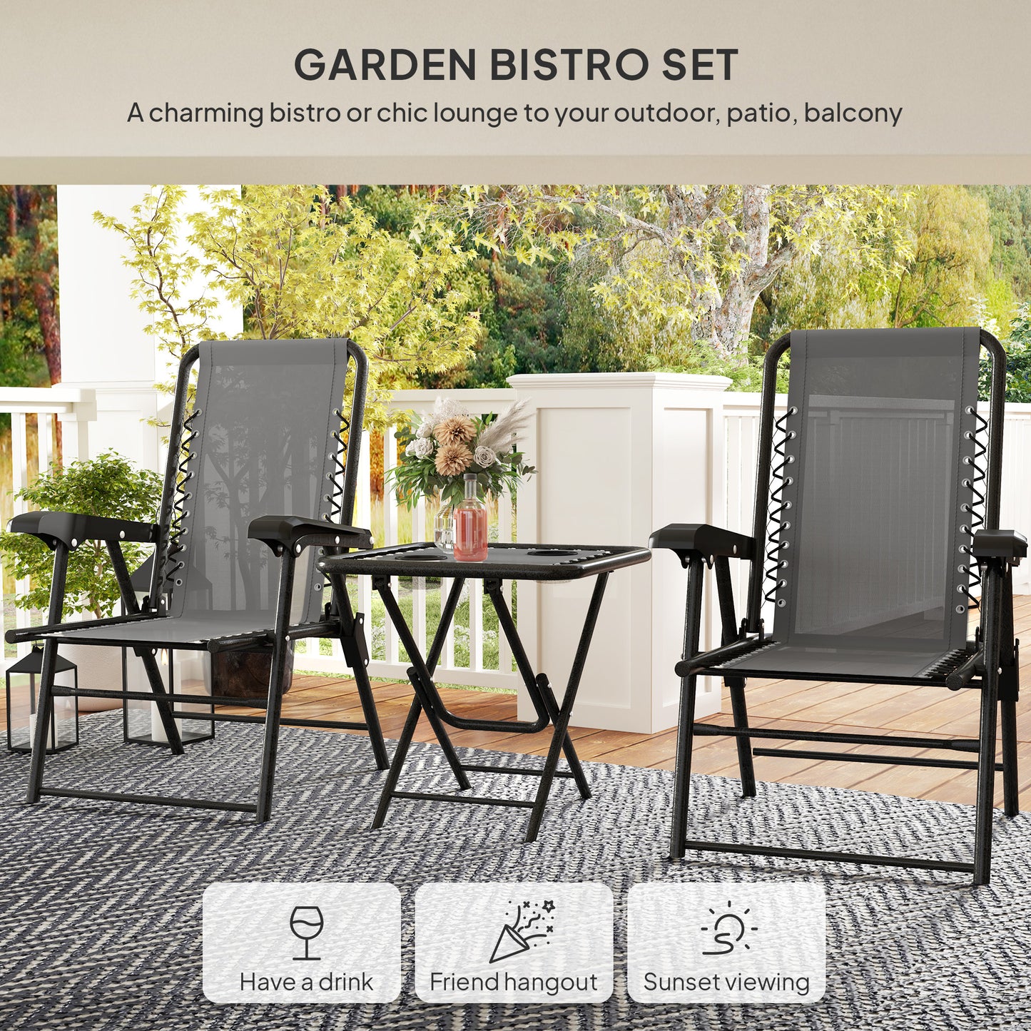 Three-Piece Garden Table and Chair Set