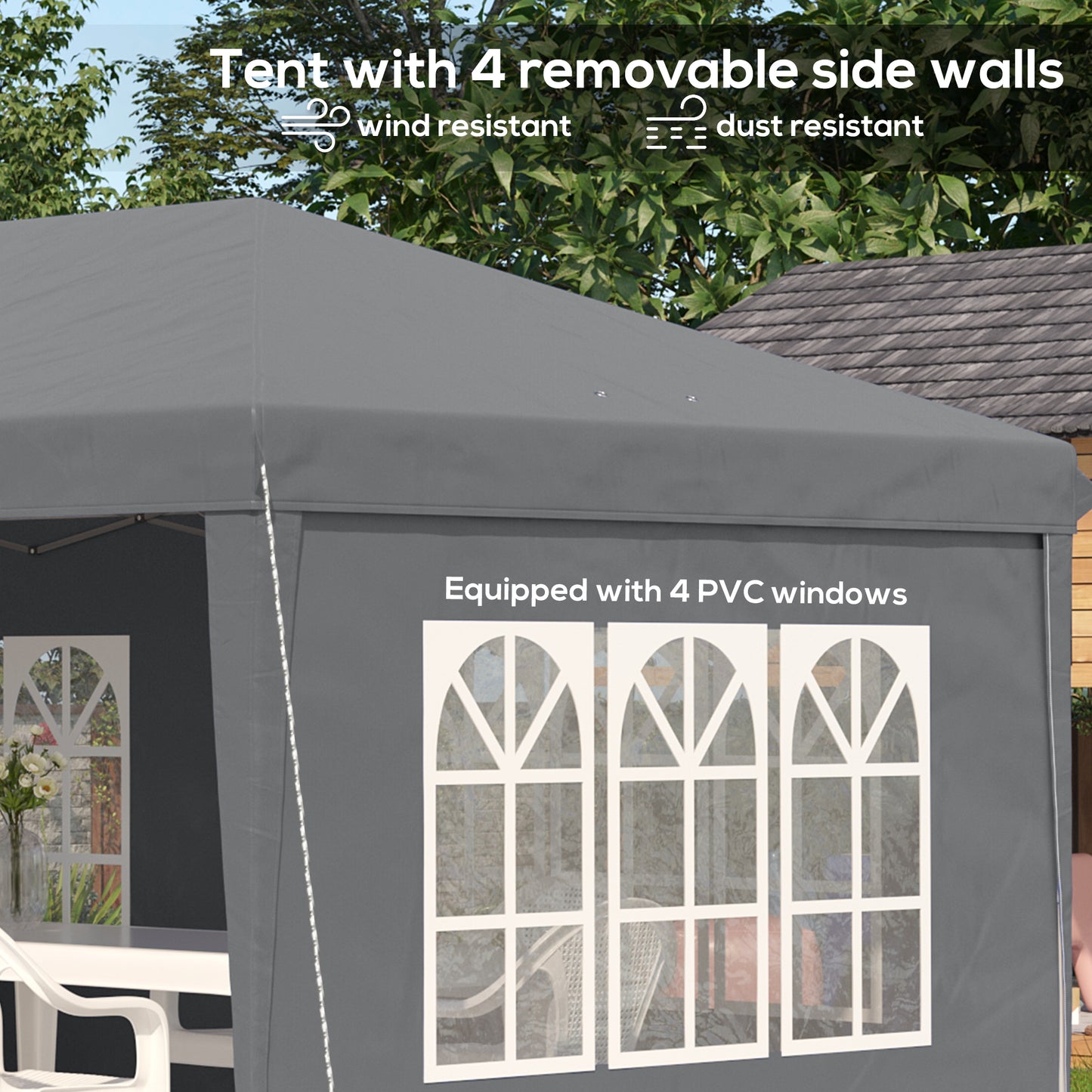 3 x 6m Pop-Up Gazebo, with Removable Walls