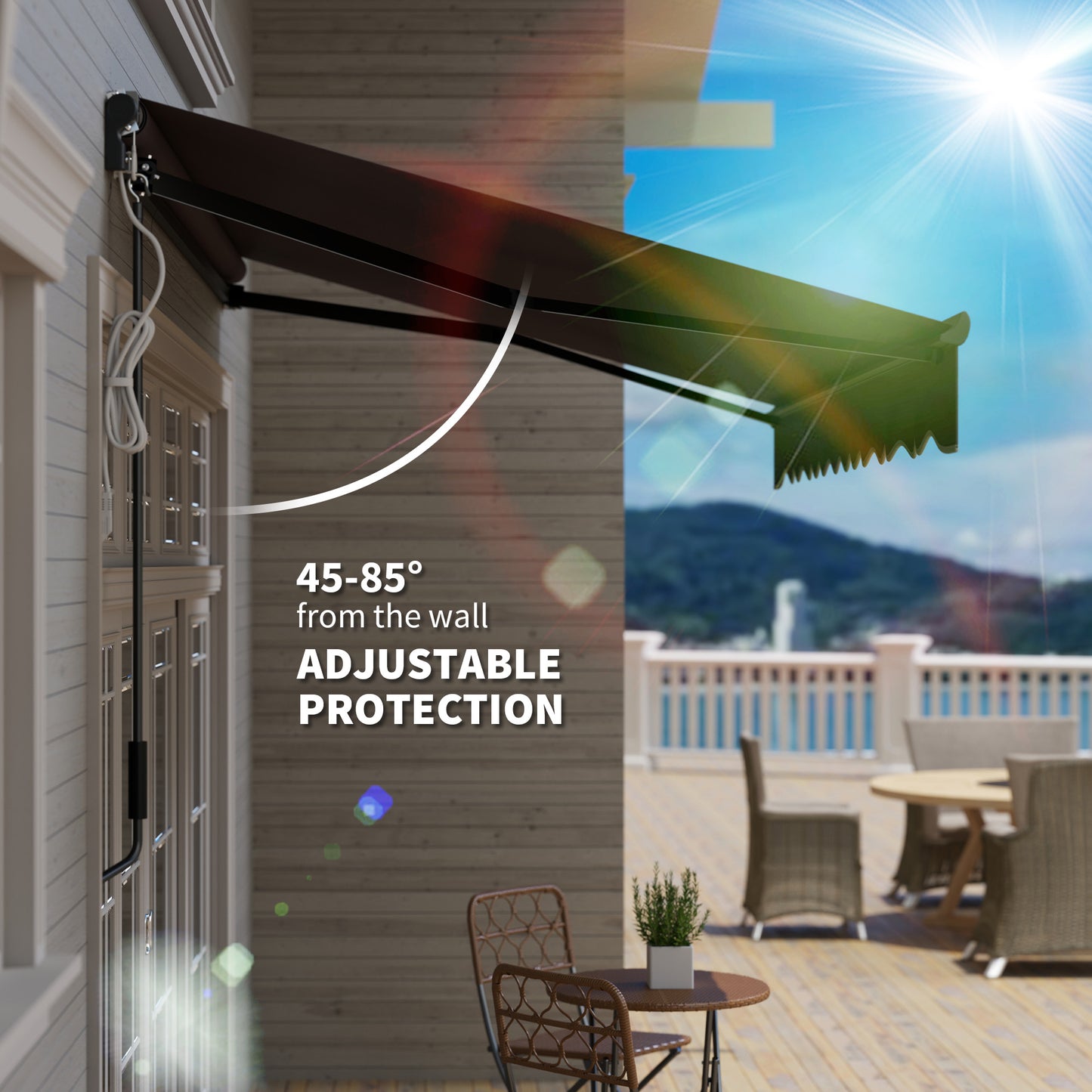 2.5 x 2m Electric Awning with LED Light and Remote Controller