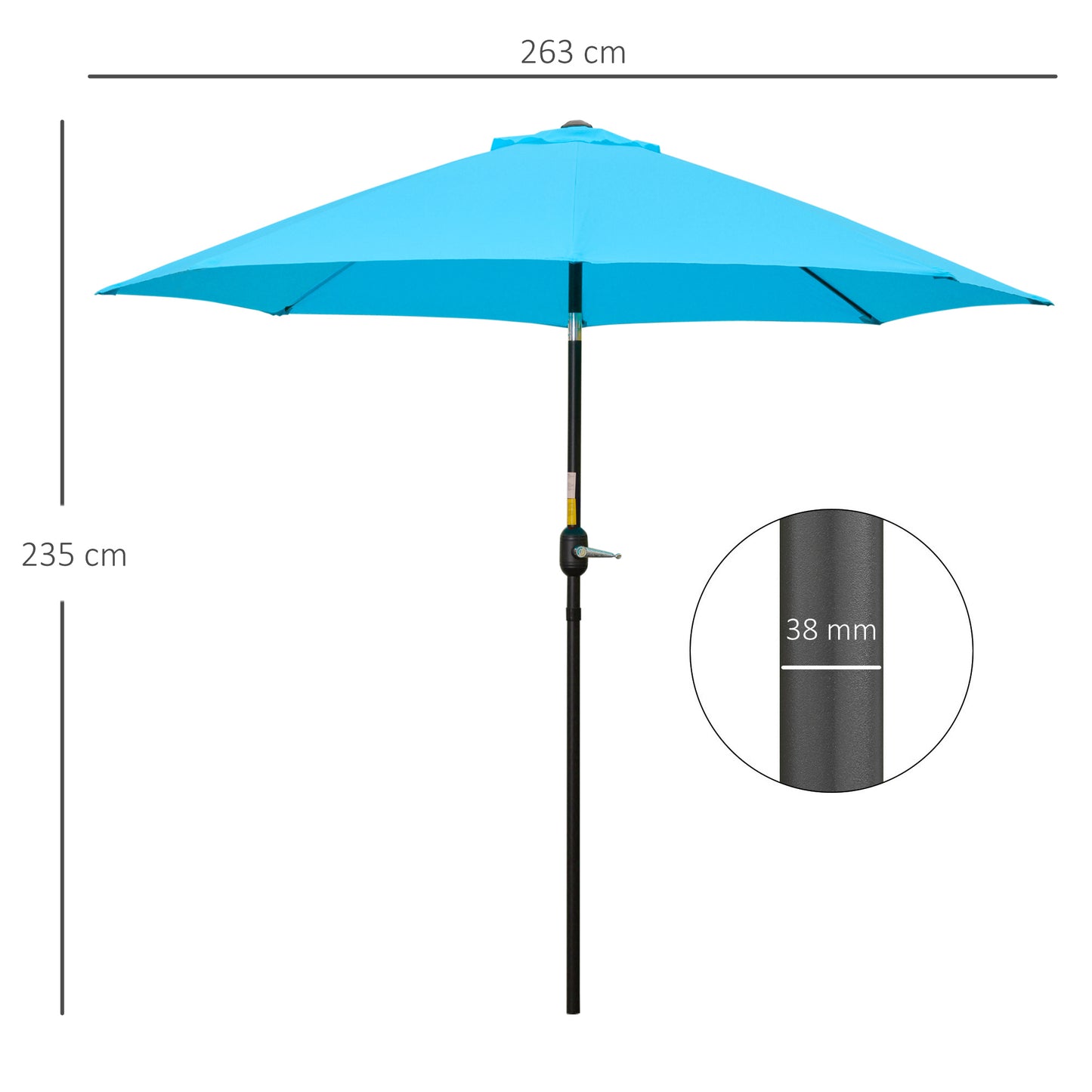 2.6M Patio Parasol Sun Umbrella