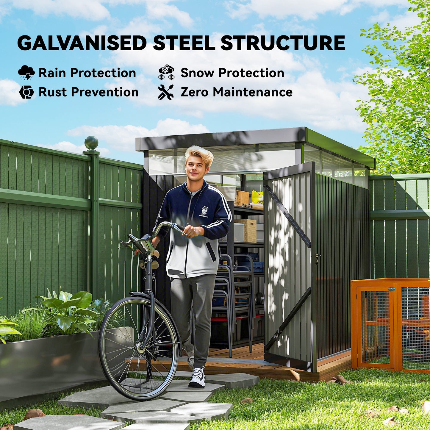 5.3 x 8.5ft Galvanised Steel Garden Shed