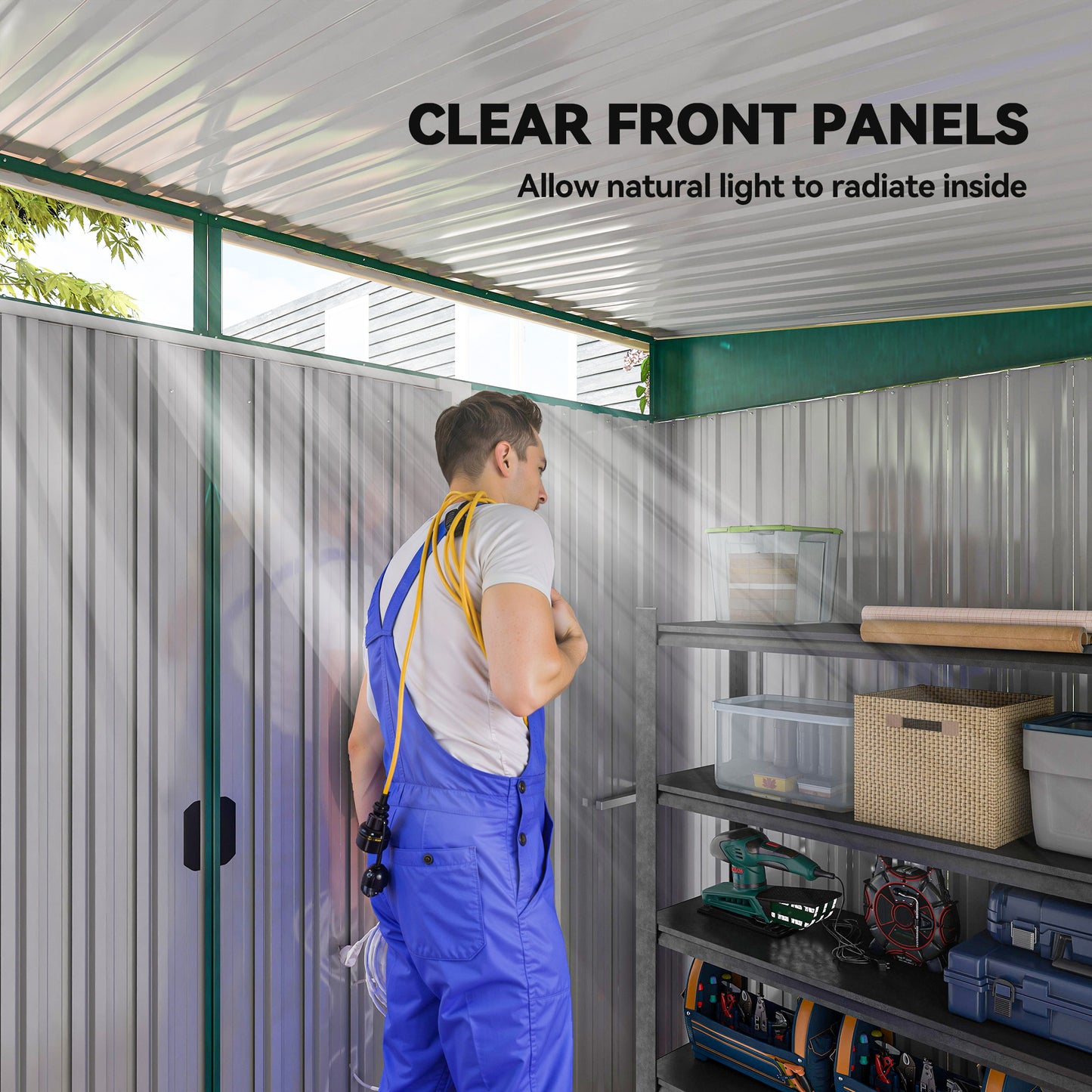 8.5 x 6ft Metal Shed with Lightsky Panels