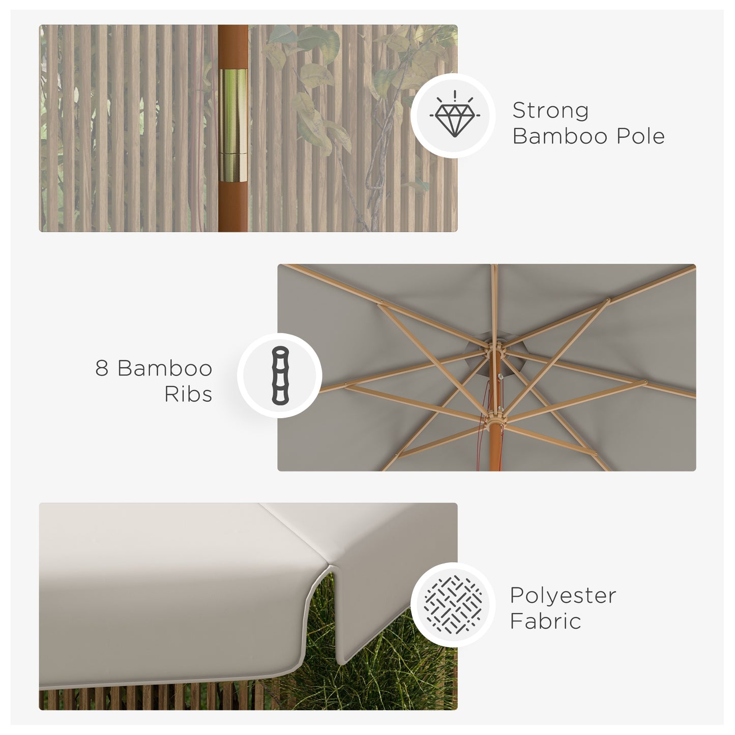 3.3m Elegant Wooden Parasol