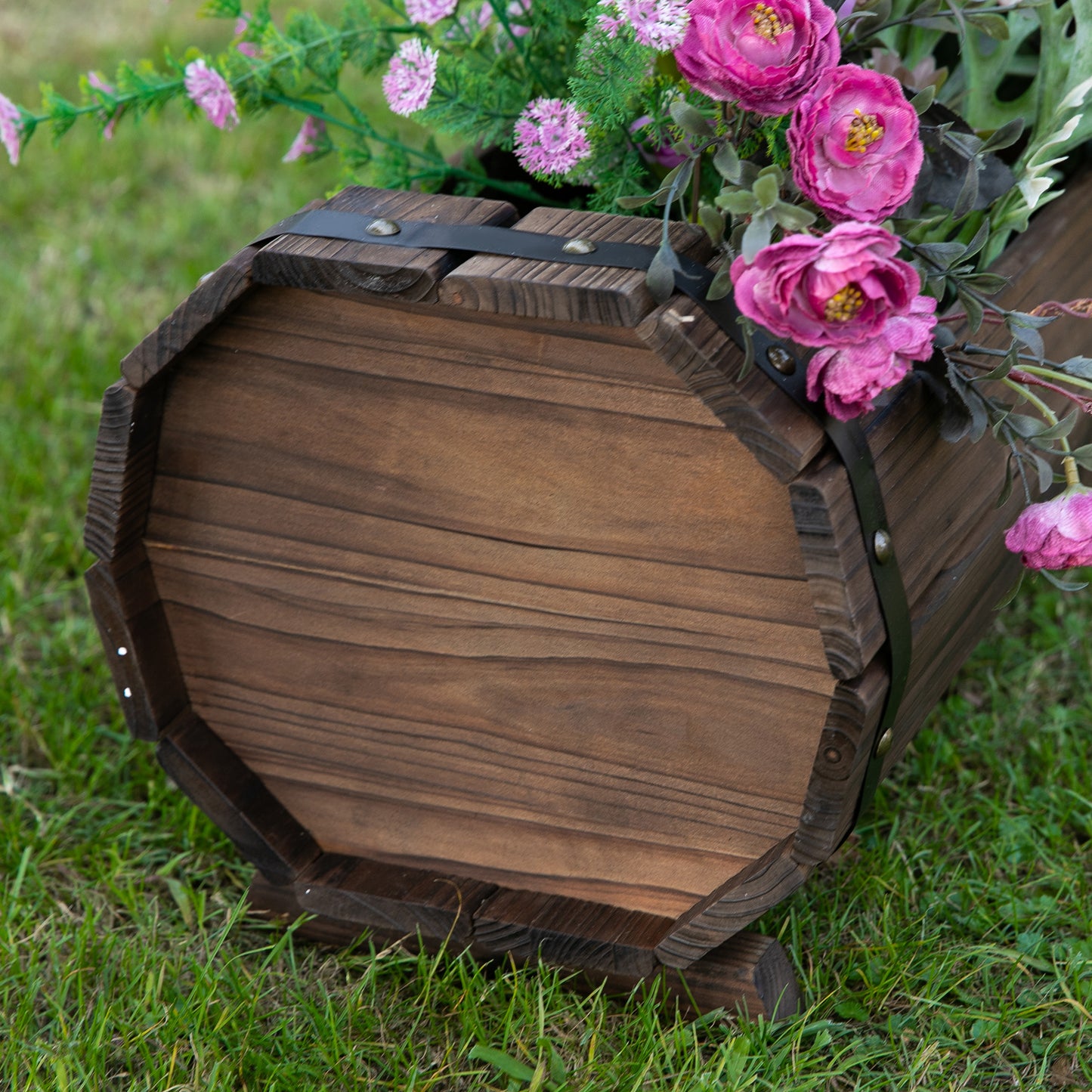 2PCs 56L Wooden Planter Box Flower Plant Pot Outdoor Flower Beds