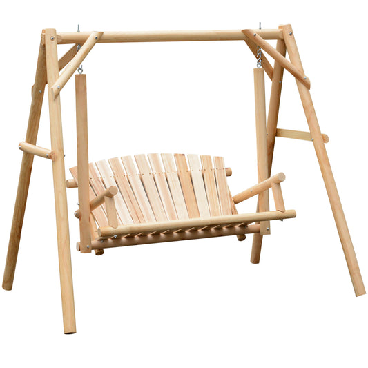 Outdoor 2 Seater Swing Chair Larch Wood Garden Swing Seat Porch