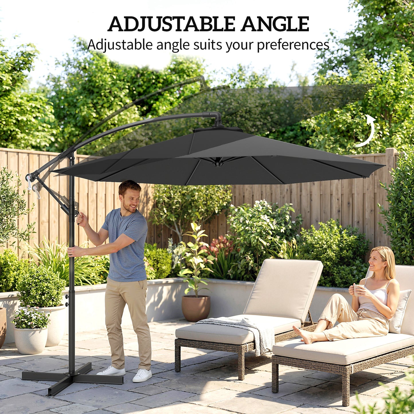 3m Overhanging Cantilever Parasol, with Cross Base (5)