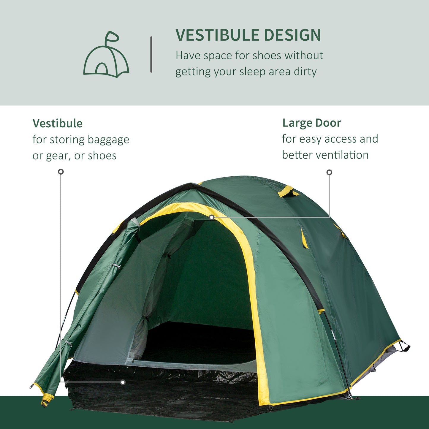 Dome Tent for 2 Person Camping Tent with Large Windows