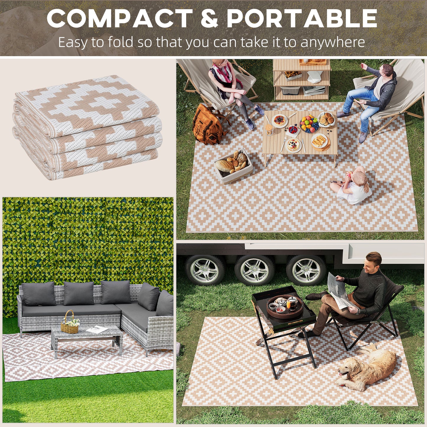 Reversible Outdoor RV Rug, Patio Floor Mat