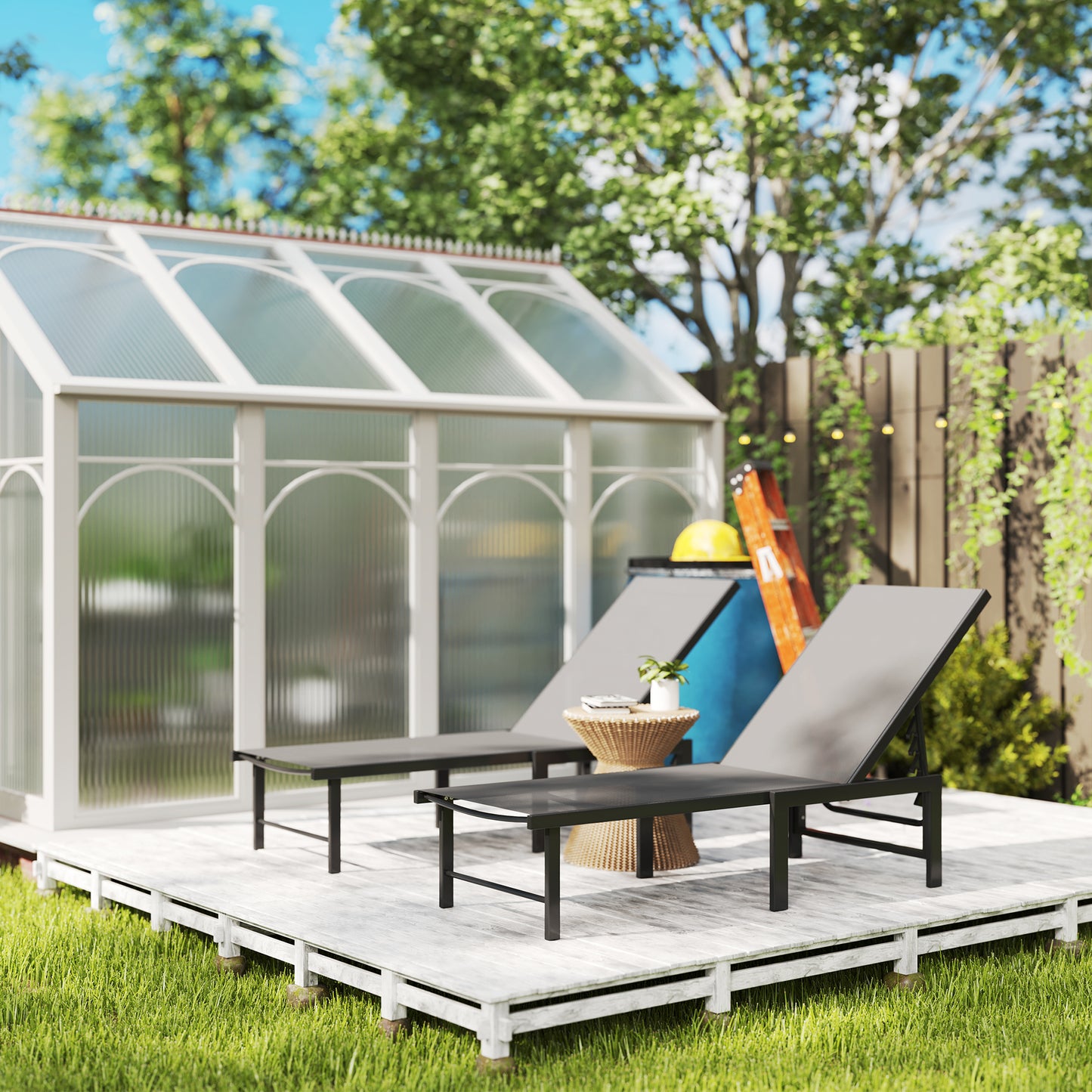 Set of Two Reclining Sun Loungers (1)