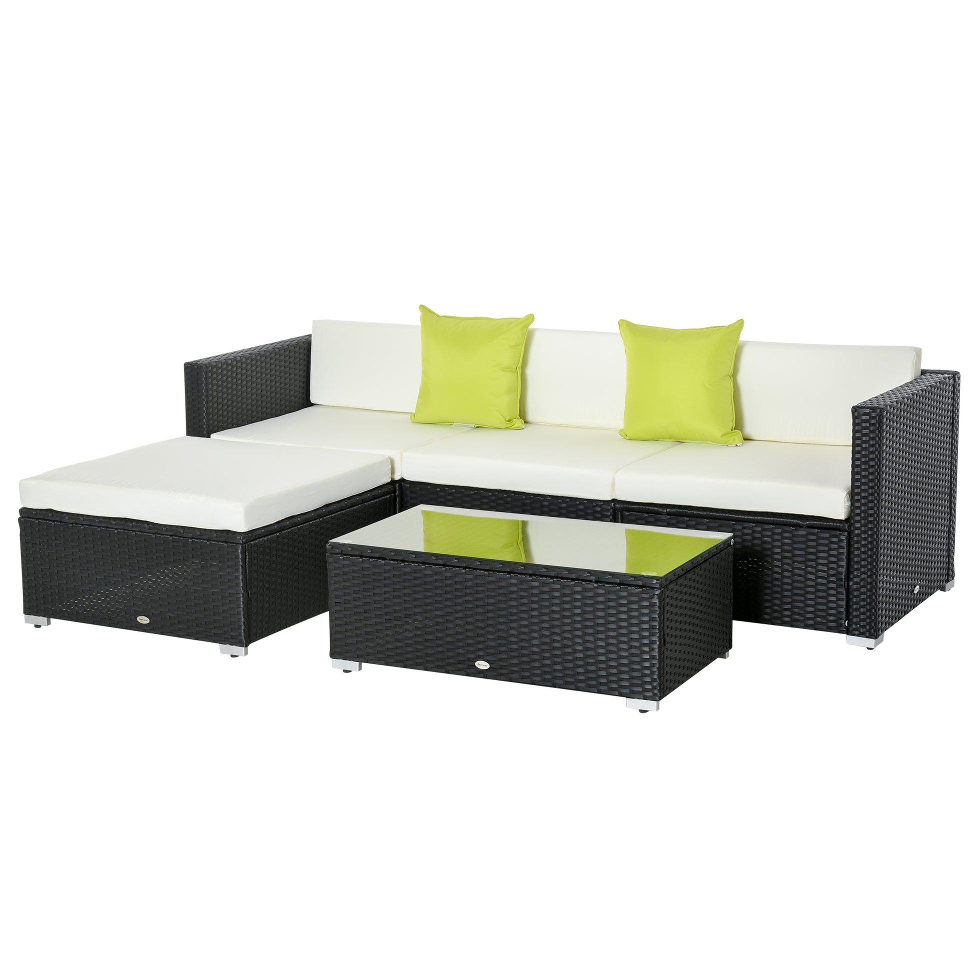 White Rattan Garden Furniture 4-Seater Outdoor Sofa Set
