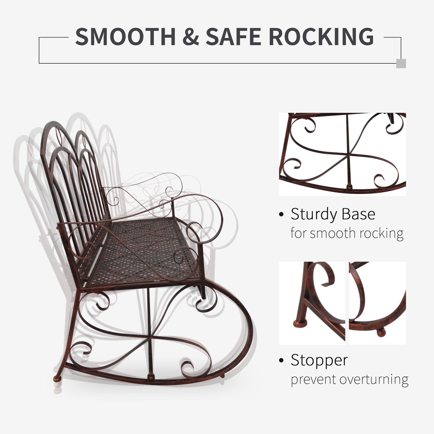 Outdoor Iron Rocking Chair-Bronze