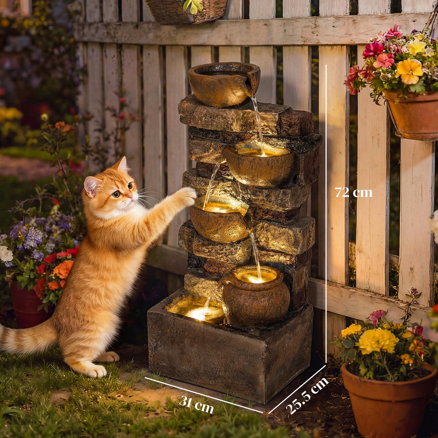 28" 5-Tier Outdoor Fountain