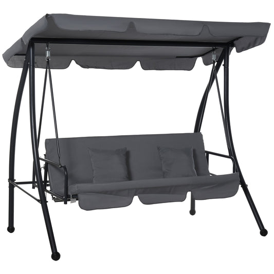 Outdoor 2-in-1 Swing Chair Lounger 3 Seater Garden Swing Seat Bed