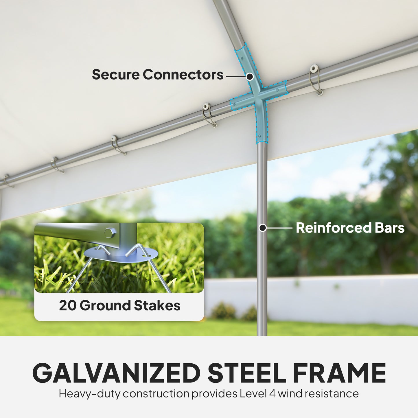 6 x 4 m Party Tent, Heavy Duty Gazebo Canopy with Windows