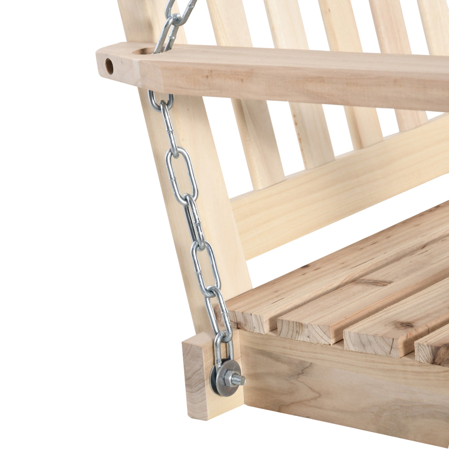 Outdoor Wooden Swing Bench 2-Seater Porch Swing Chair Hanging