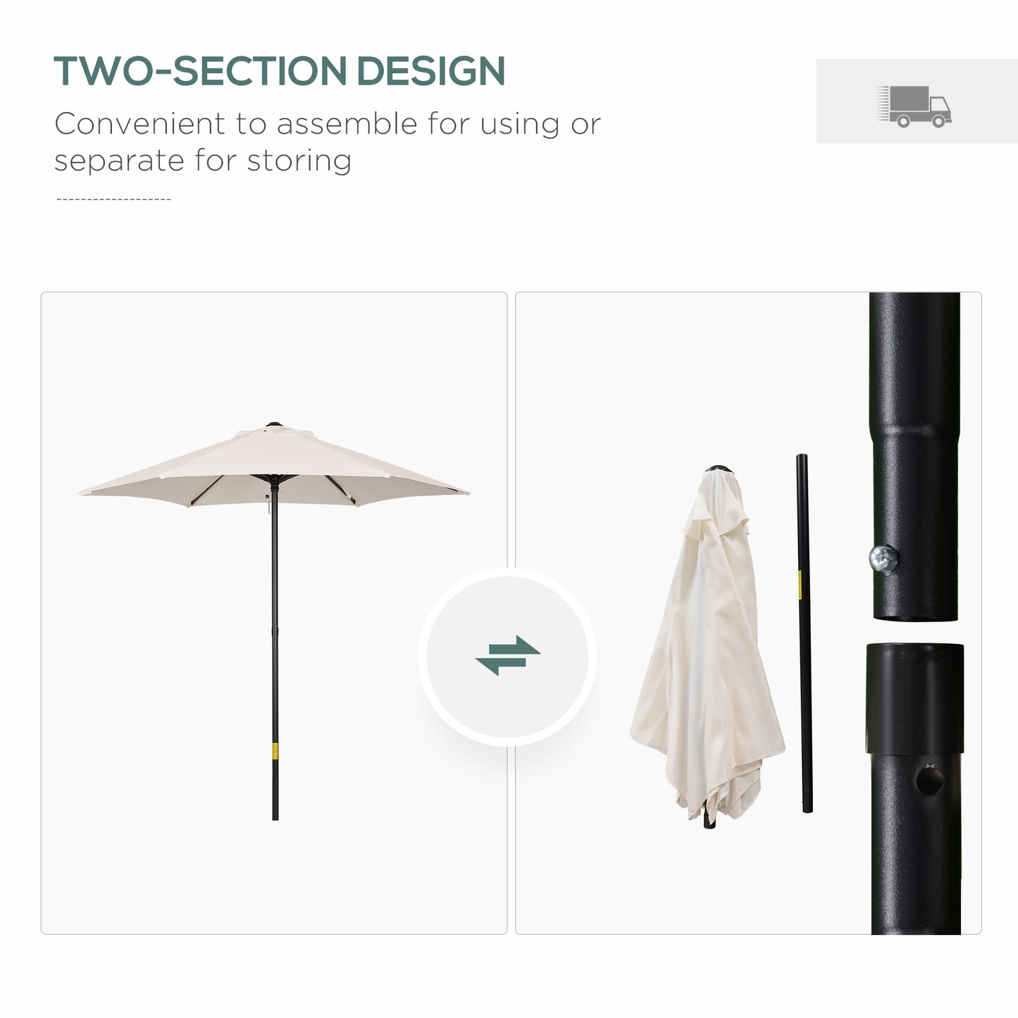 2m Garden Parasol Umbrella