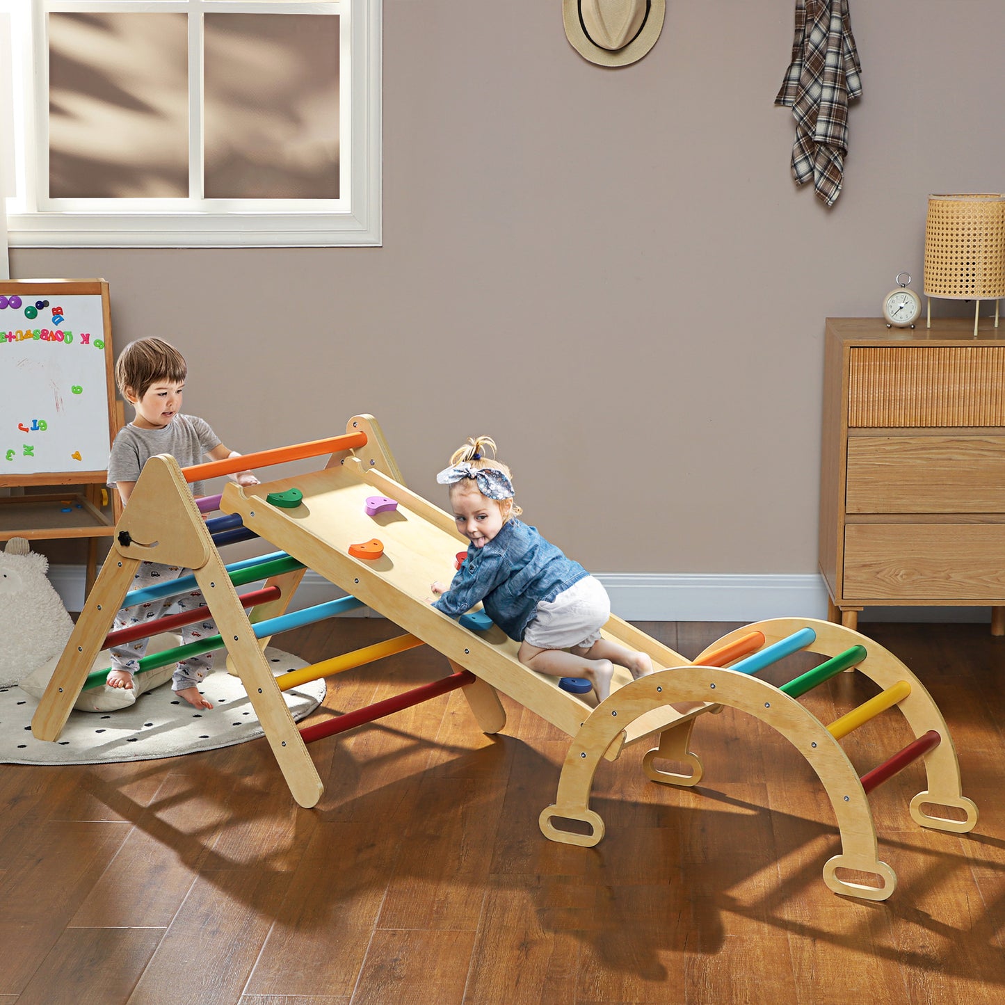 5-in-1 Toddler Climbing Frame with Ramp, Arch, for 18-48 Months