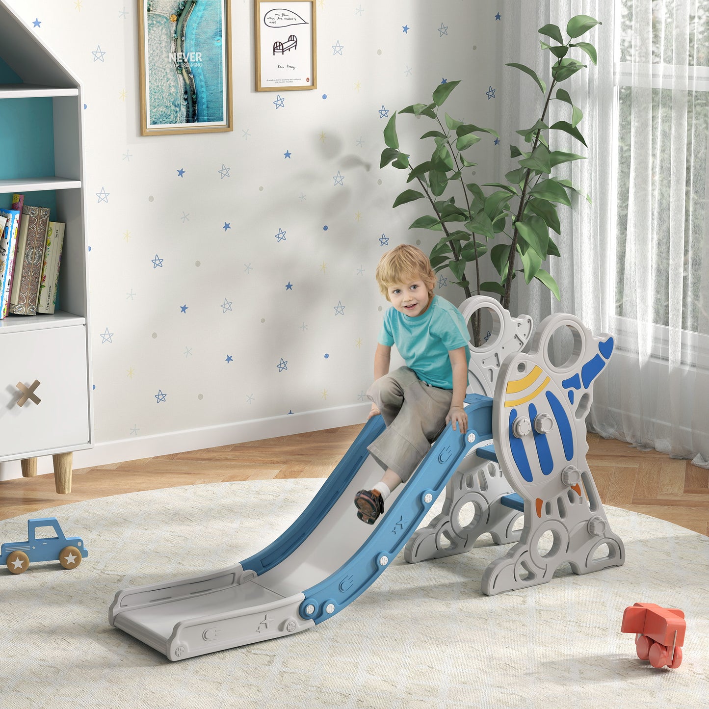 Space-Themed Baby Slide, Indoor Freestanding Kids Slide