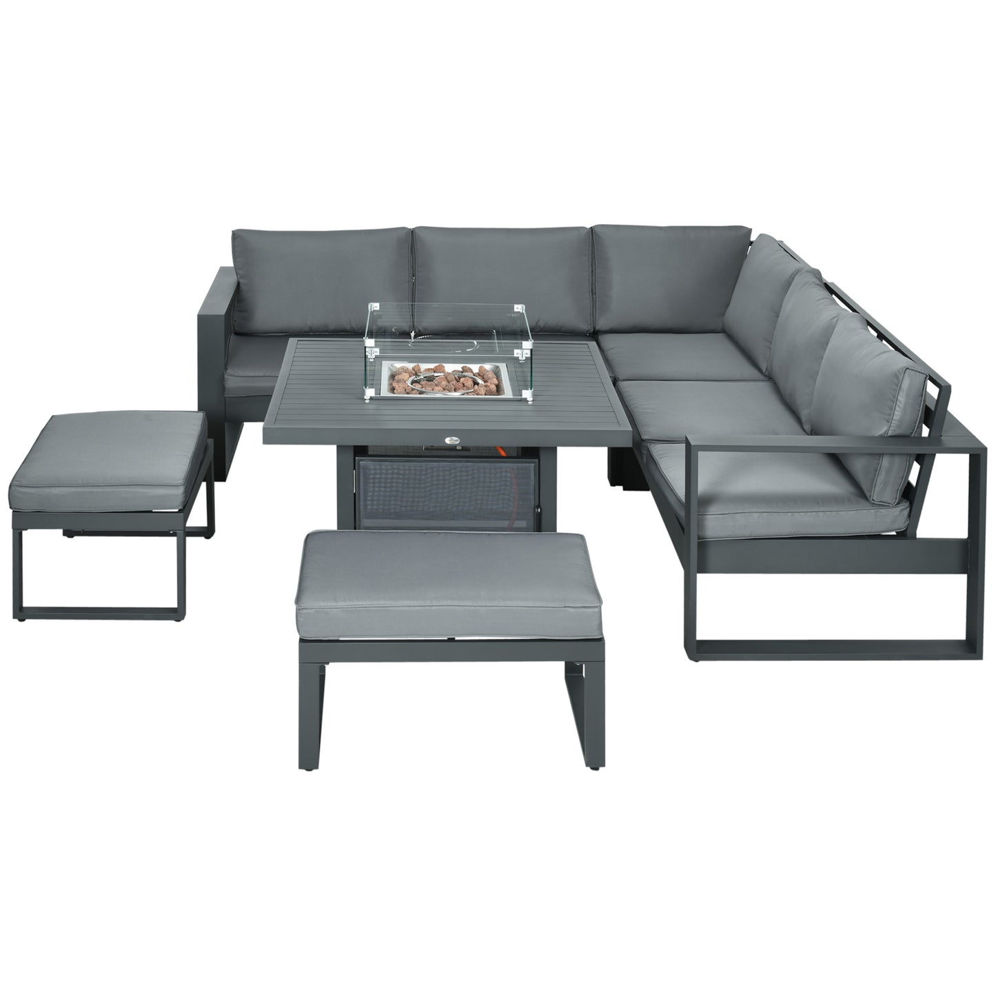 6-Piece Aluminium Garden Furniture Set with Fire Pit Table