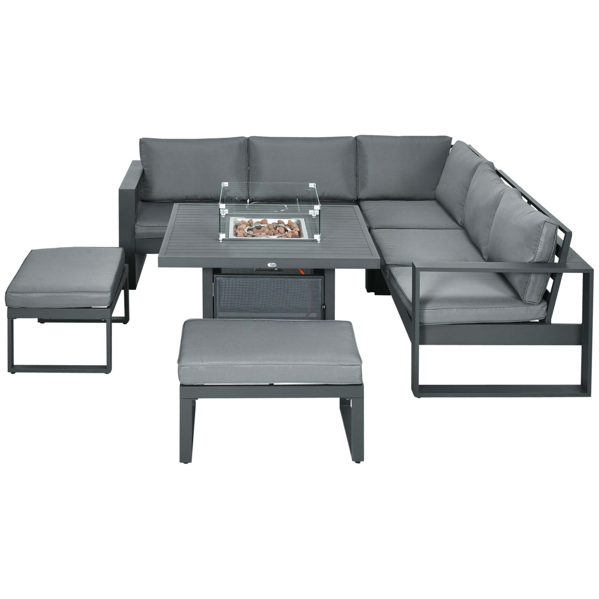 6-Piece Aluminium Garden Furniture Set with Fire Pit Table