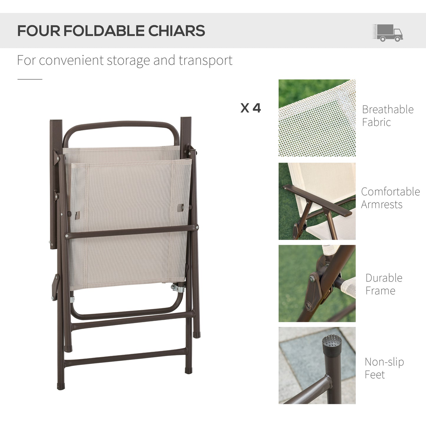 Garden Patio Texteline Folding Chairs Plus Table