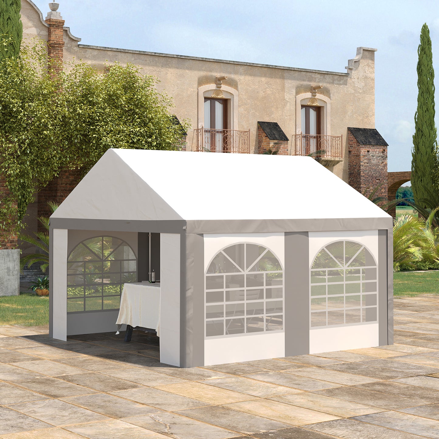 4 x 4m Galvanised Party Tent, Marquee Gazebo with Sides