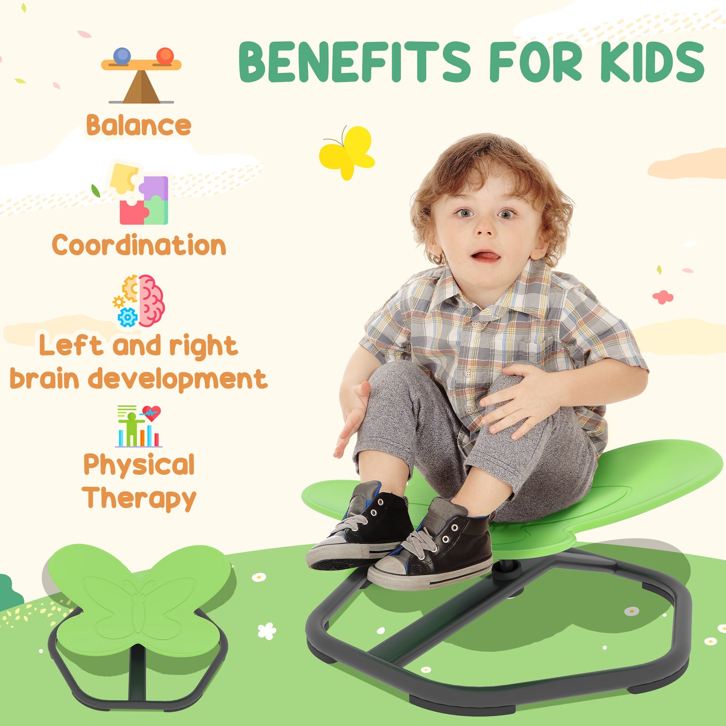 Butterfly-Shaped Kids Swivel Chair
