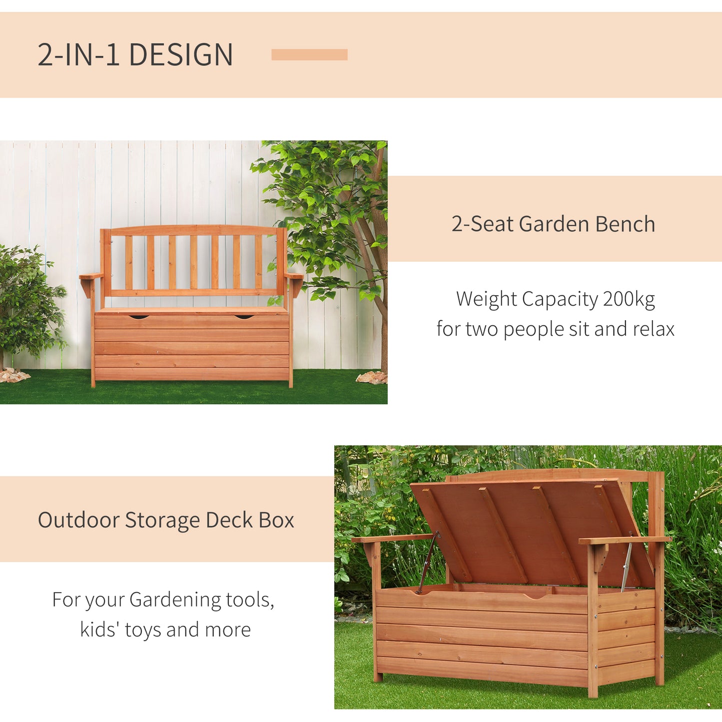 Two-Seater Garden Storage Bench