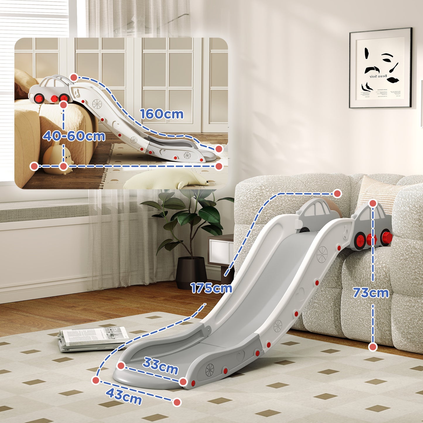 Kids Slide for Bed, Sofa, with Extended Length