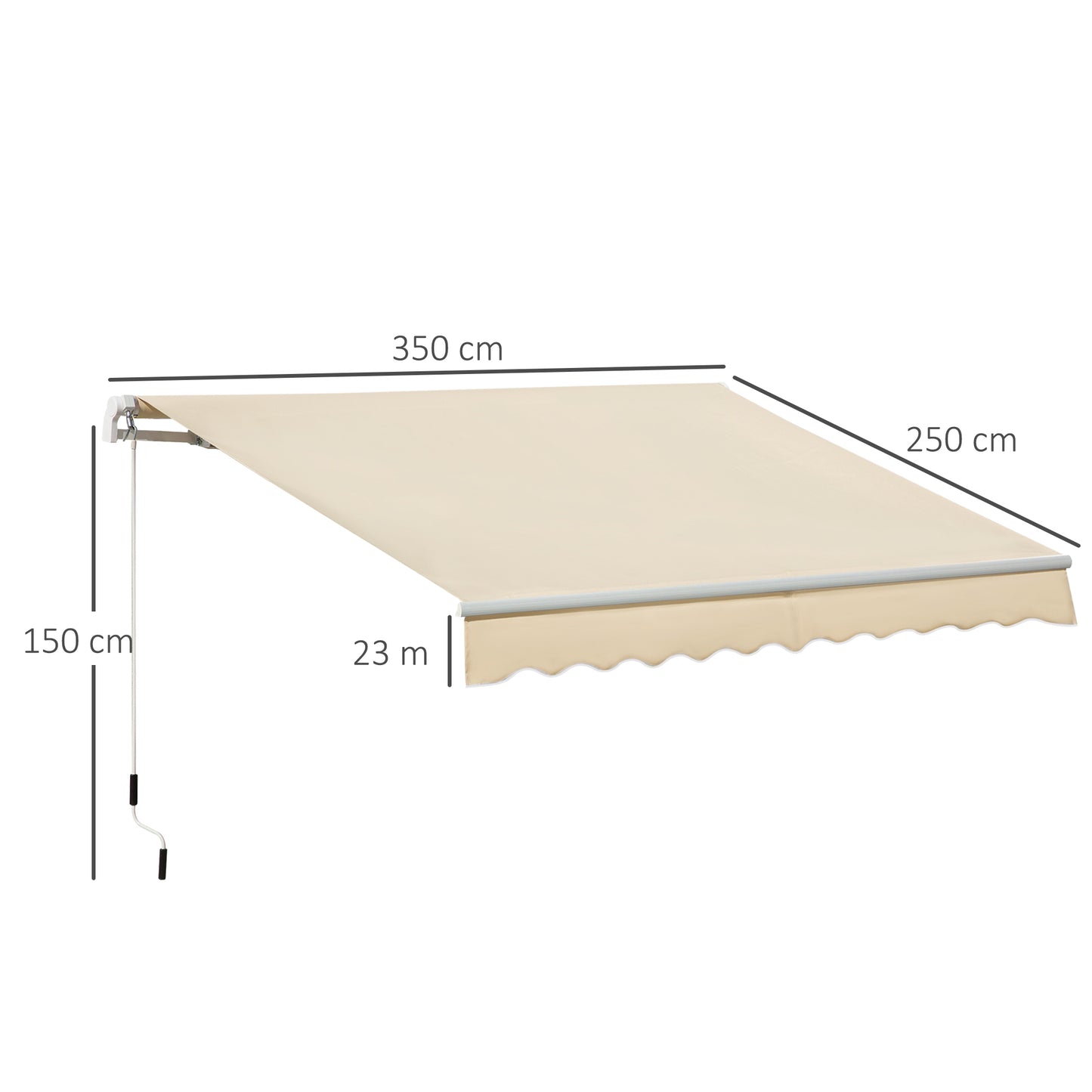 3.5M x 2.5M Manual Awning Canopy Retractable Sun Shade Shelter