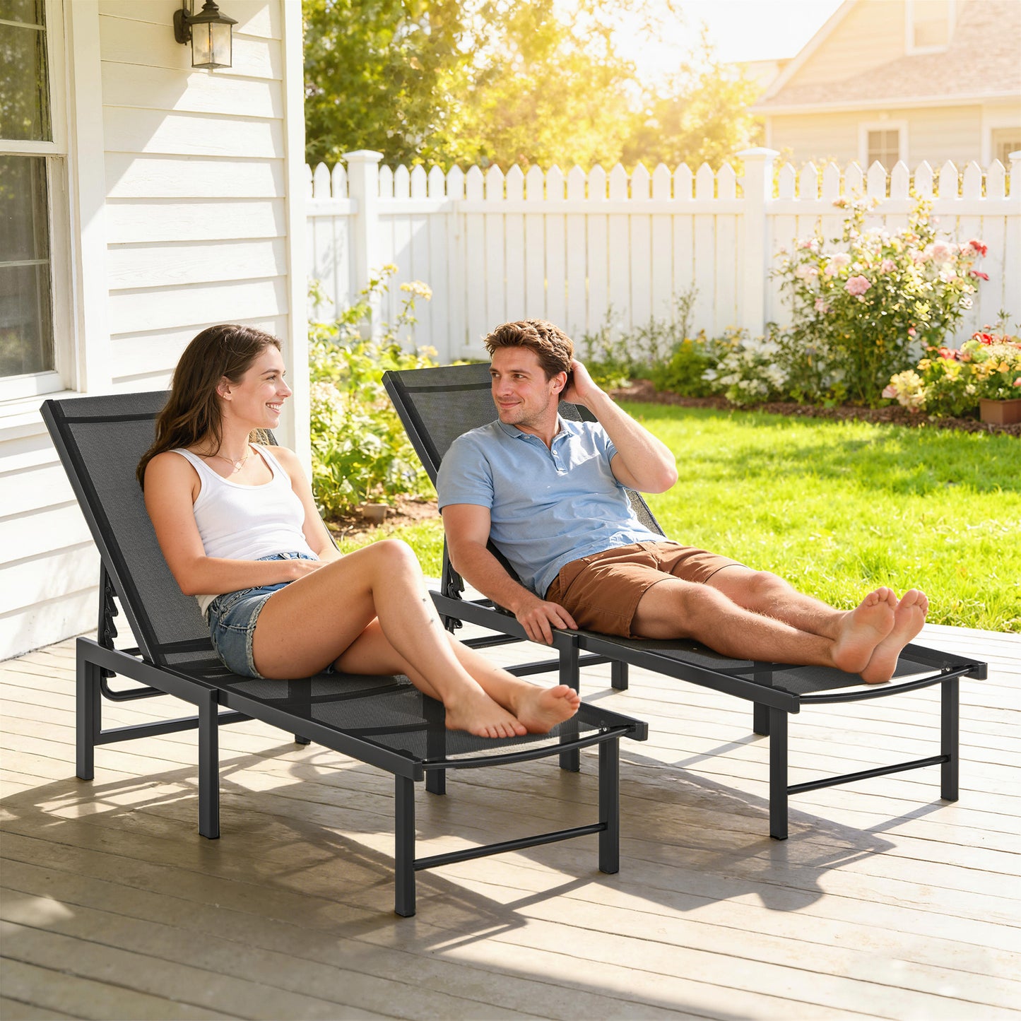 Set of Two Reclining Sun Loungers (6)